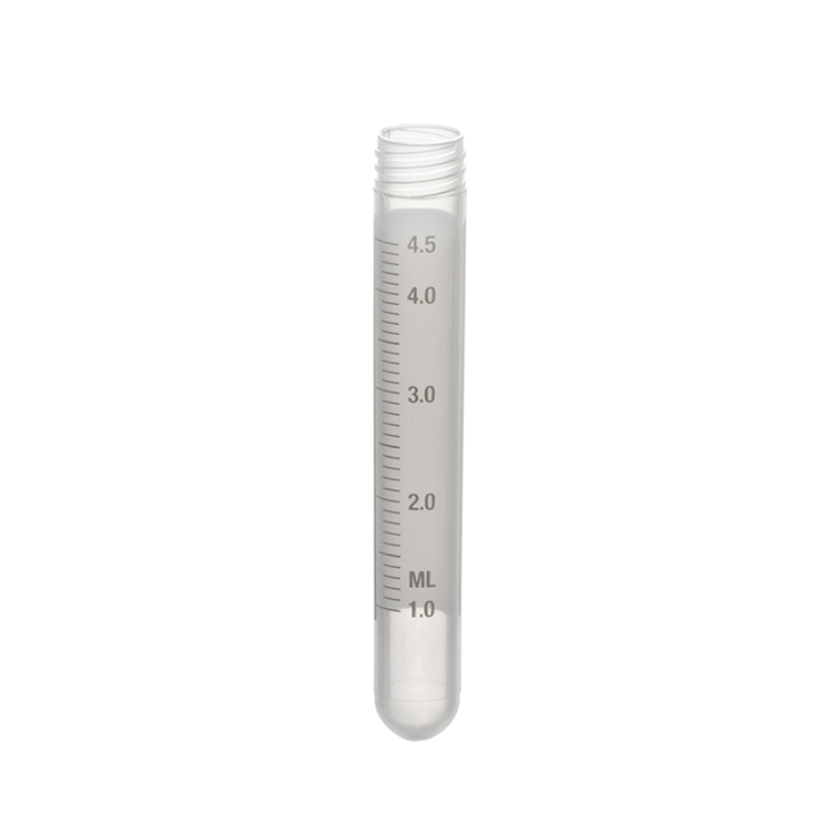 Sample tube 5ml, PP, fond rond, graduation at zone d'écriture, sans bouchon, Simport