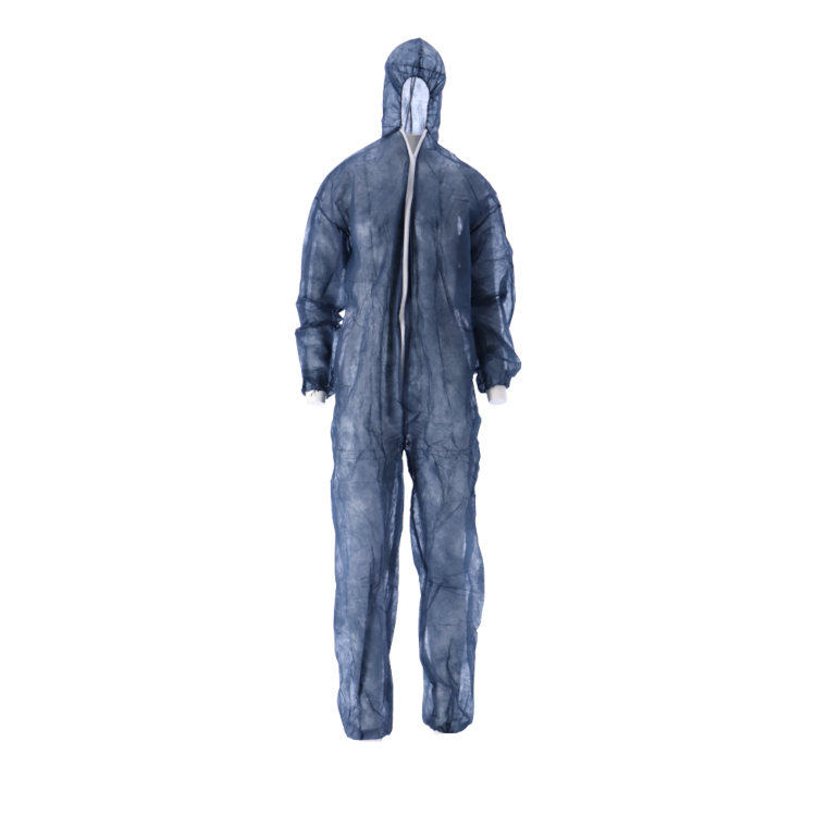 CMT pp non woven overall with hood, blue, xx-large, light weight, zipper