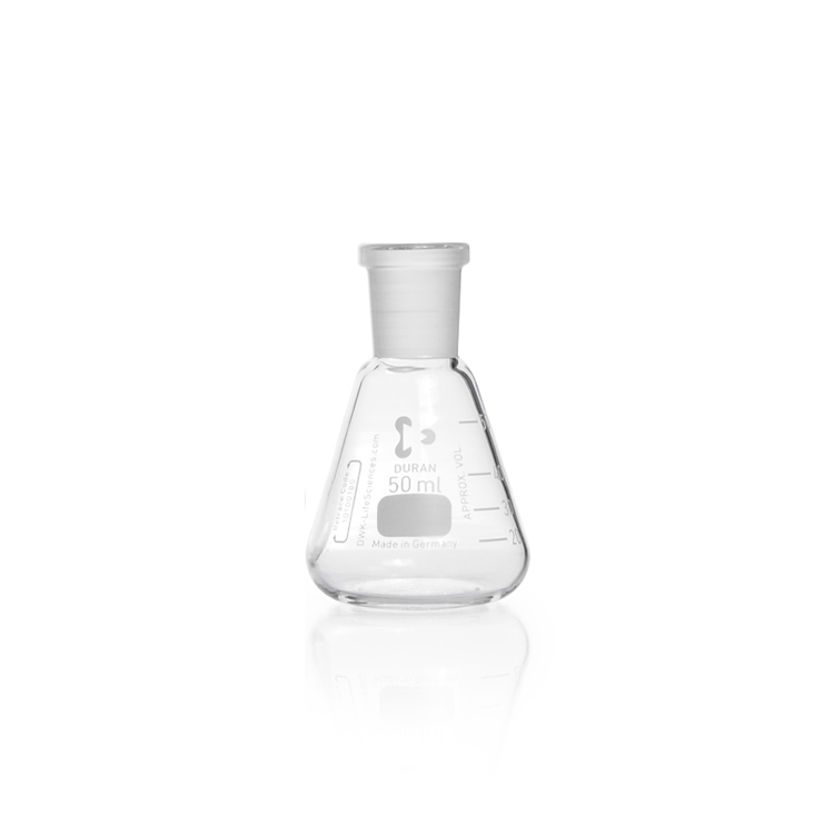 Erlenmeyer 50ml, met geslepen hals, NS 19/26,  Duran