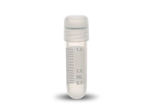 Cryovial 2ml, 12.5 x 47mm, externe schroefdraad, silicone afdichtingsring, zonder rok, Simport