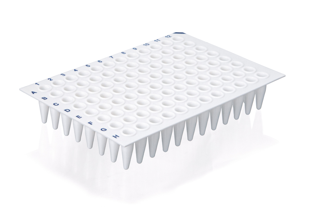 PCR plate, 96-well, no skirt, white, DNase-/RNase-free, Brand