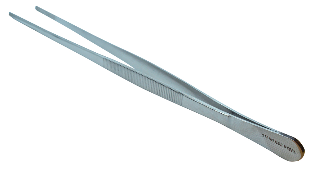 Forceps stainless steel, blunt serrated tip, 160mm, Cellpath