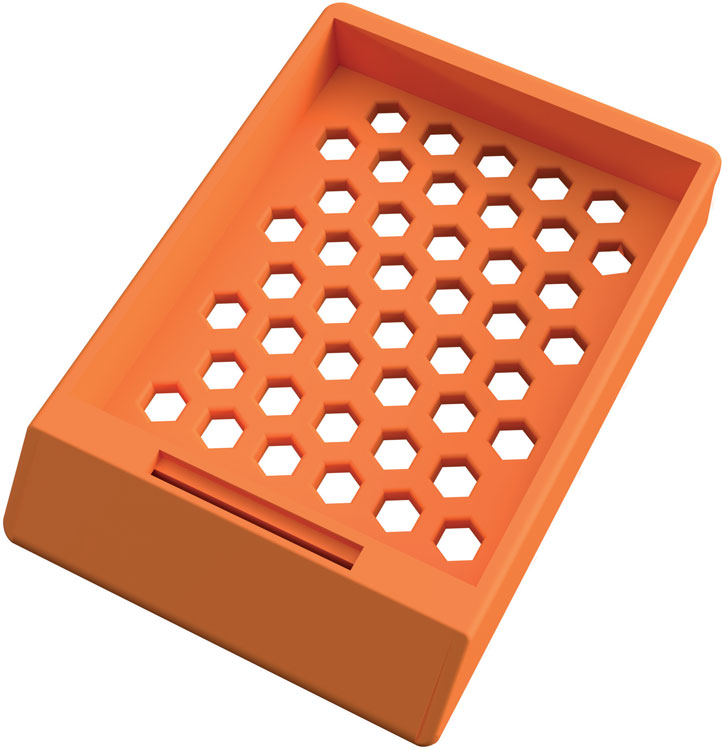 Laser Hex System II cassette, zonder deksel, oranje,  stacked per 40 pcs, Cellpath