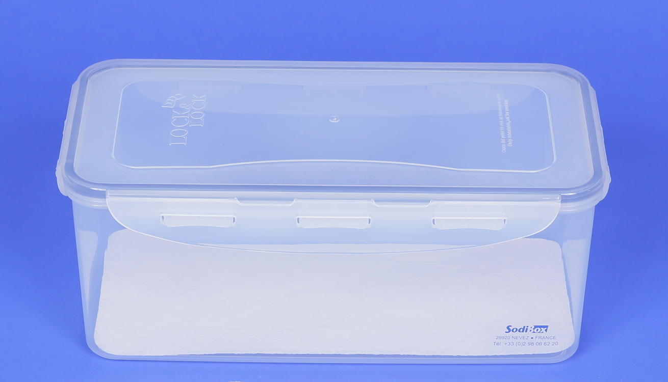 Sodilock box 3,4L 295x150x117mm with handles, lid and absorbing tissue Biobuvard 266x122mm SODIBOX