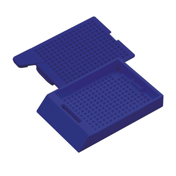 PI Biopsy cassette System II dark blue, dark blue, for PI printer, Cellpath