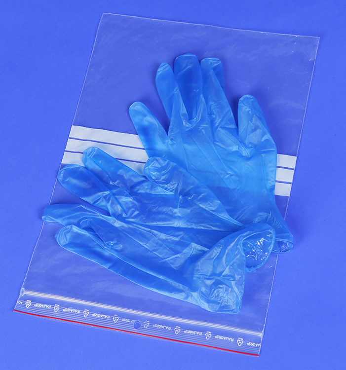 Gloves for microbiologische surface testing, medium, per 2/zipperbag, sterile, Sodibox