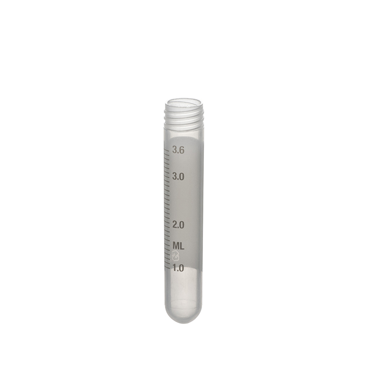 Sample tube 4ml, PP, round bottom, graduation and white marking area, without cap, Simport