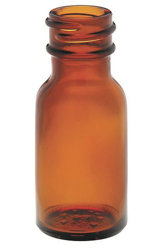 Bottle with screw thread, 10ml, amber glass, 25mm x 61mm, Wheaton