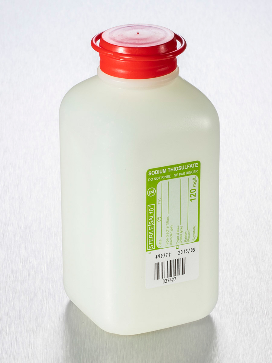 Square bottle 500ml+hinged cap 60mg sodium thiosulfate, sterile, Gosselin