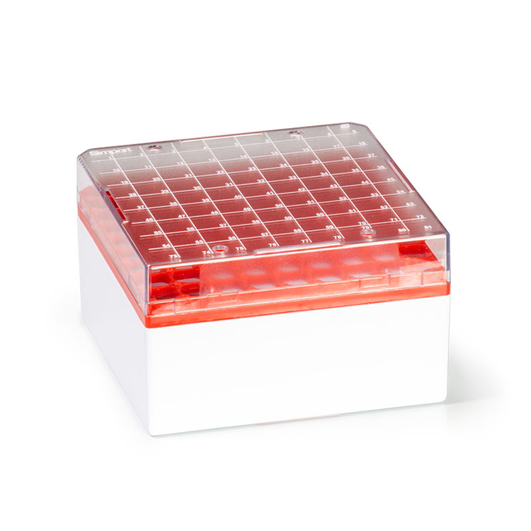 Cryo box 81 places, 133x133x81mm rouge, Simport