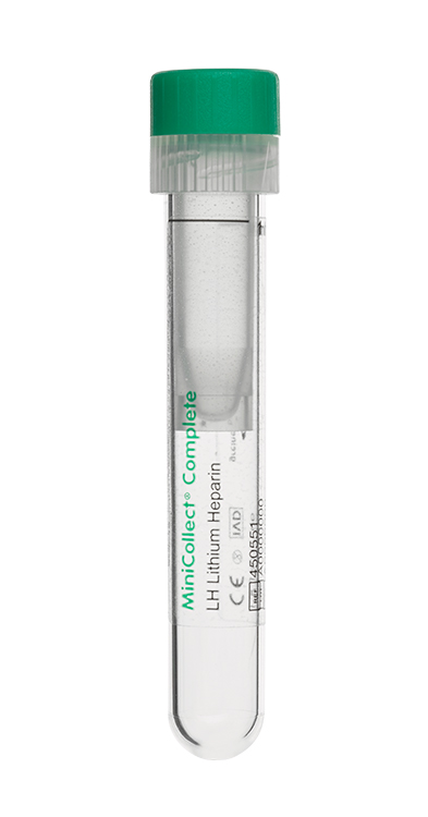 Vacuette MiniCollect Complete tube 1ml, lithium heparin, green cap, Greiner