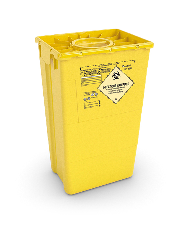 Waste container Evo60 duo N, jaune, 60L, 40x30xH65cm, couvercle double, AP Medical