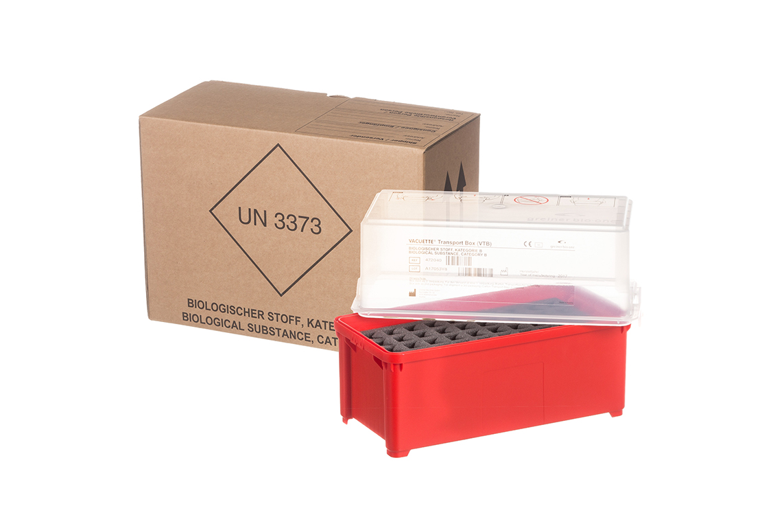 Vacuette Transport Box (VTB) for 40 tubes with foam insert and transport carton (KGHK0190), Greiner