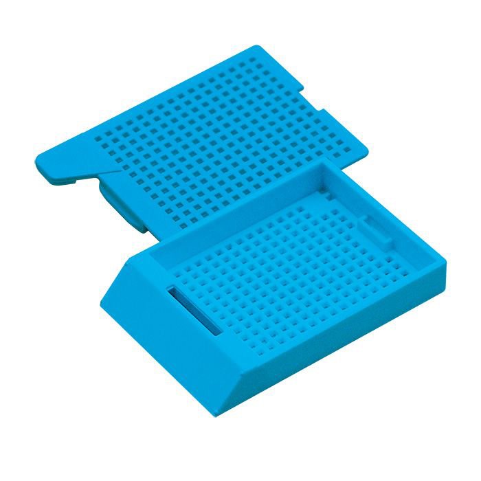 PI Biopsy cassette System II turquoise, turquoise lid, for PI printer, Cellpath