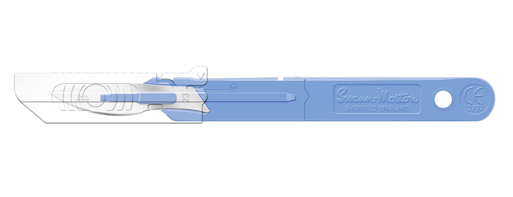 Scalpel de sécurité n°21 avec capuchon de protection rétractable, stérile, Swann Morton