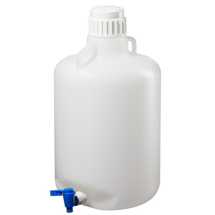 Bonbonne 20 litres en LDPE  2 poignées + robinet + bouchon Nalgene