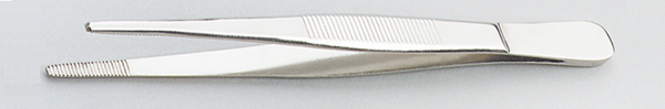 Tweezers in stainless steel with round pointed ends  10.5cm