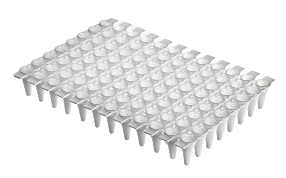 Superflex break-away PCR plaat van 12x8 strips microbuisjes blanc, Simport