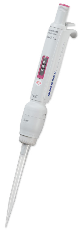 Socorex macropipet Acura 835 digital 0.2-2ml, met adapter