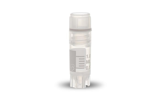 Cryovial 1.2ml, 12.5 x 41mm, filetage interne, joint en silicone + jupe, Simport