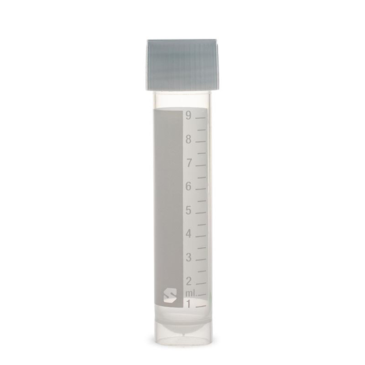 Cryovial 10ml, 17 x 84mm, filetage externe, joint en silicone + jupe, Simport