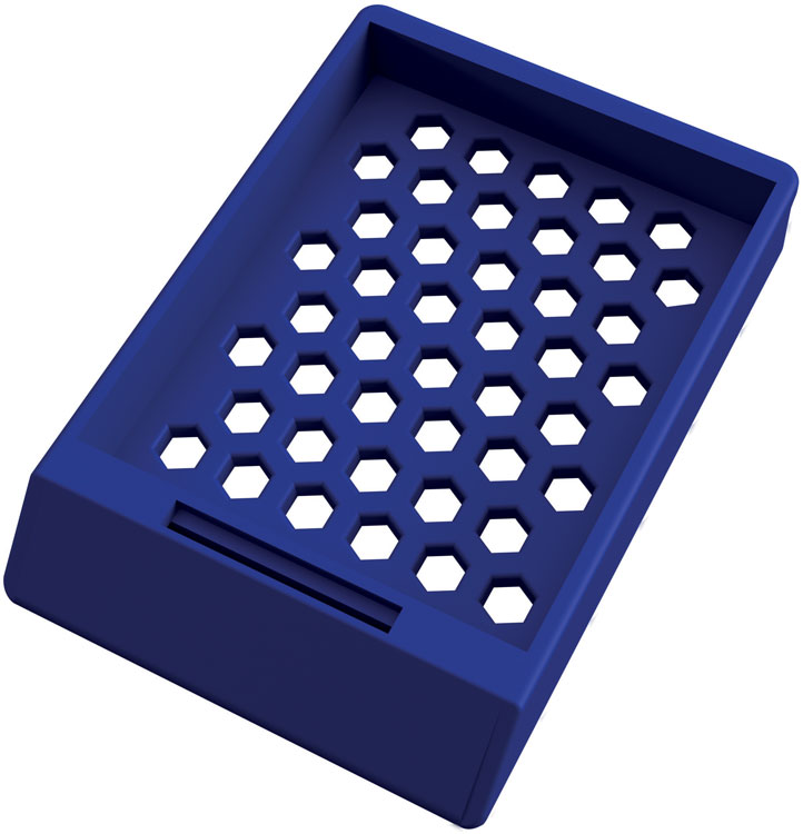 Cassette System II Hex, without lid, preloaded/stacked, dark blue, Cellpath