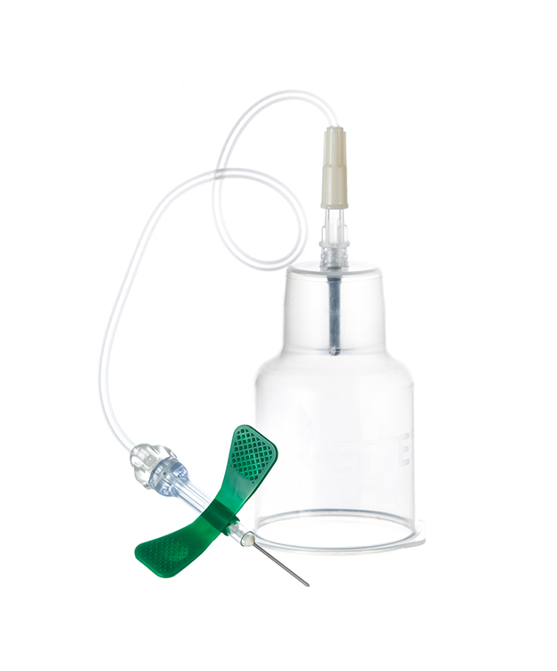 Vacuette epicrânienne sécurité 21G x 3/4 19cm + blood culture holder + luer adapter, stérile, vert, Greiner