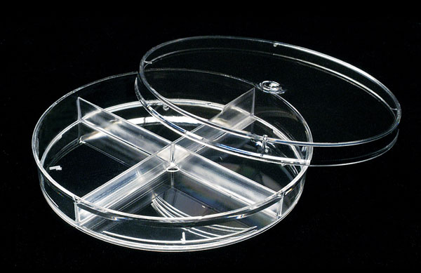 Petri dish diameter 90mm 4 compartments ps aseptic Deltalab