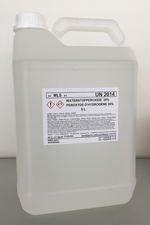 5L Waterstofperoxide 35%, plastiek recipient