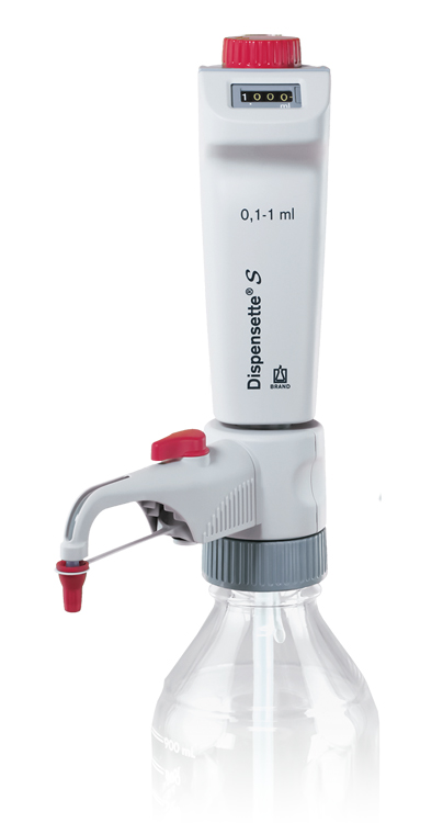 Dispensette S, digital, 0.1 - 1ml, avec soupape de purge, Brand