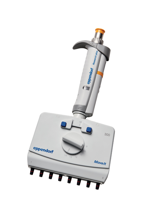 Research plus Move it, 8-channel, variable, 15-300µl, oranje, Eppendorf