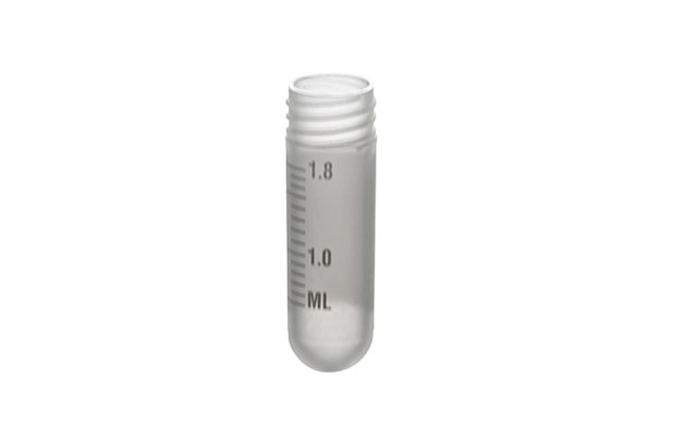 Sample tube 2ml, PP, fond rond, graduation et zone d'écriture, sans bouchon, Simport