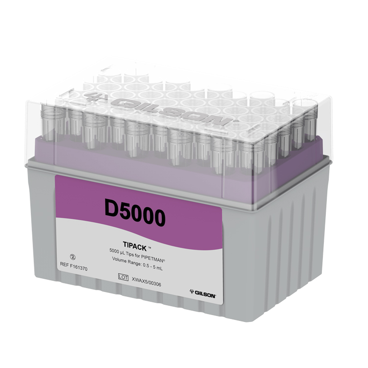 Pipetman Diamond tip D5000, volume 0.5-5 ml, Tipack/600, autoclaveerbaar, Gilson