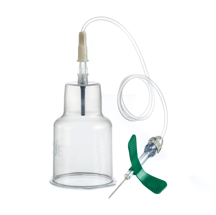 Vacuette safety butterfly needle 21G x 3/4 30cm + blood culture holder + luer adapter, sterile, green, Greiner