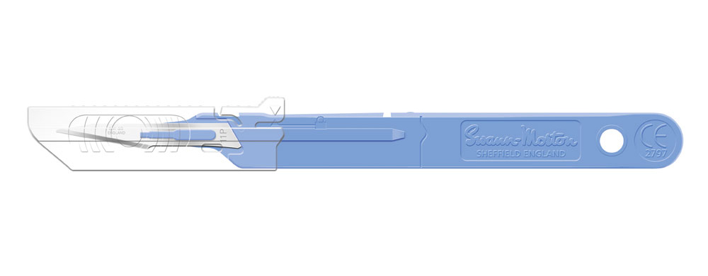 Safety scalpel n° 11P with retracting guard, sterile, Swann Morton