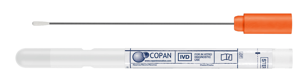 Swab mini tip Amies liquid, aluminium applicator, orange cap, Copan