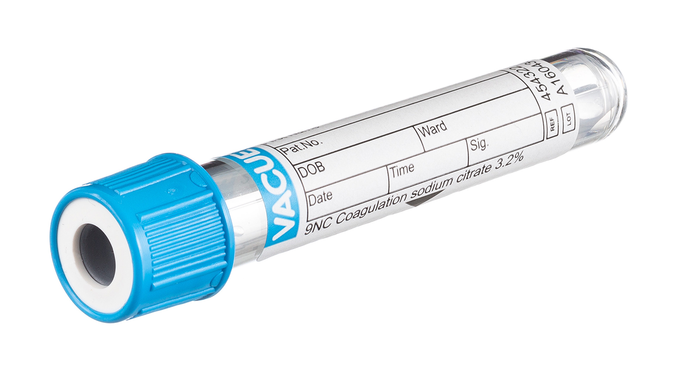 Vacuette tube 2ml, 75x13mm, pressure cap, sodium citrate 3.2%, sandwich tube, paediatric draw, Greiner