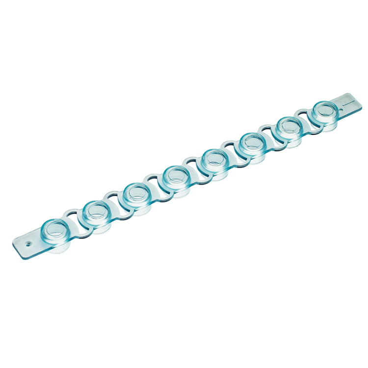 PCR strip of 8 flat caps for microtubes blue PCR, Simport