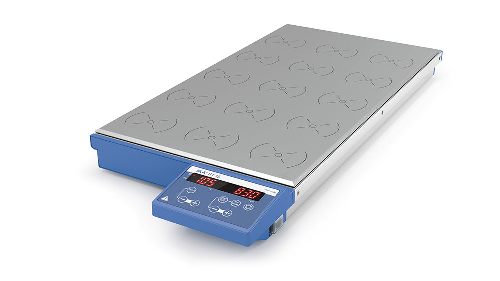 Magnetic stirrer RT 15 with heating plate, 15 positions, 375W, 280x610x60mm, IKA