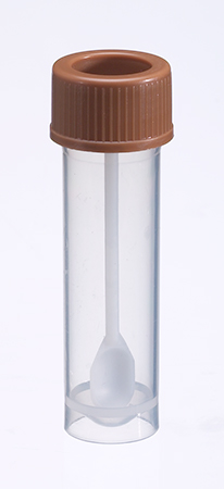 Faeces tube 76 x 20mm, volume 15ml, PP, brown screw cap, Bottger