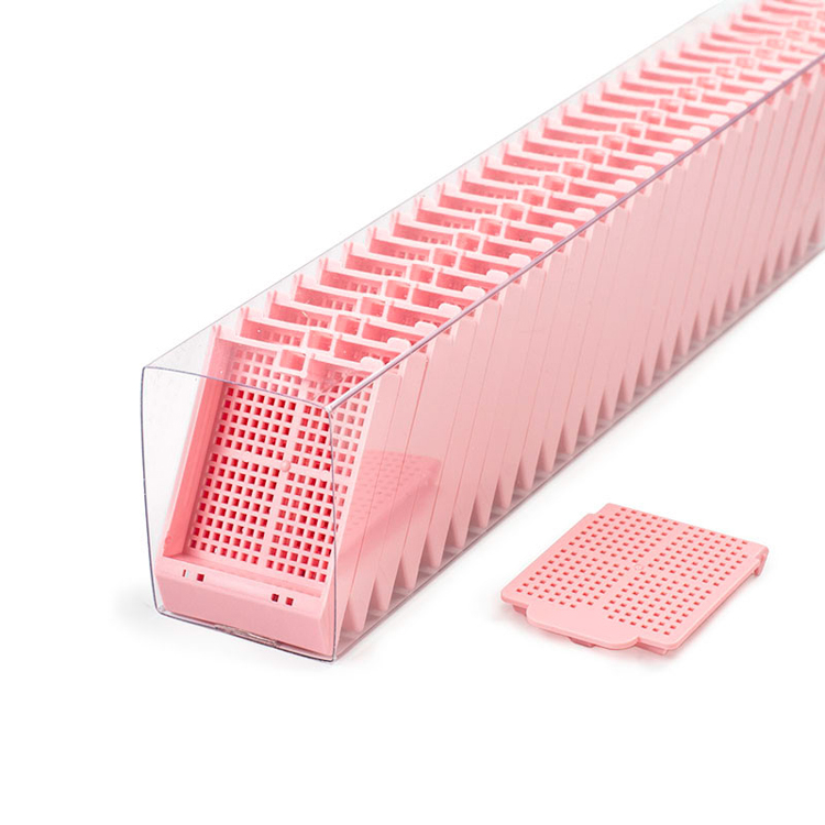 Histosette II Biopsy quickload cassette with lid pink, Simport