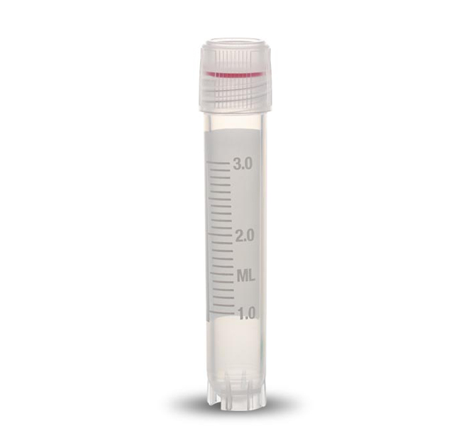 Cryovial 3ml, 12.5 x 71mm, filetage externe, joint en silicone, lip seal + jupe, Simport