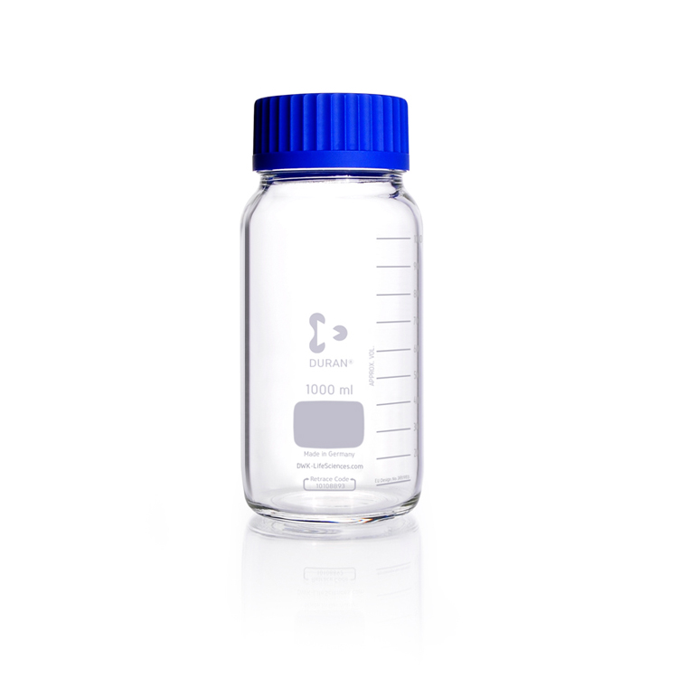 Laboratory bottle 1000ml wide mouth + GLS 80 tread + screw cap Duran