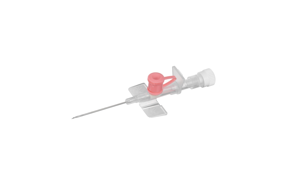 Clip ported safety IV catheter PUR, 20G,  1x32mm, pink, Vigmed