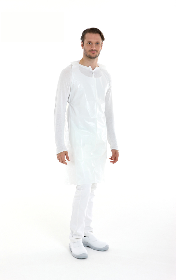 CMT gown in pe, white, rugged, 125x80cm, 25mµ