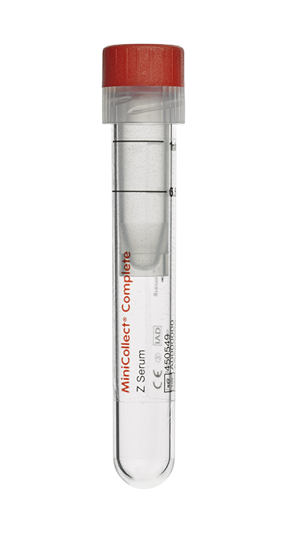 Vacuette MiniCollect Complete tube 0.5-1ml, serum, red cap, Greiner