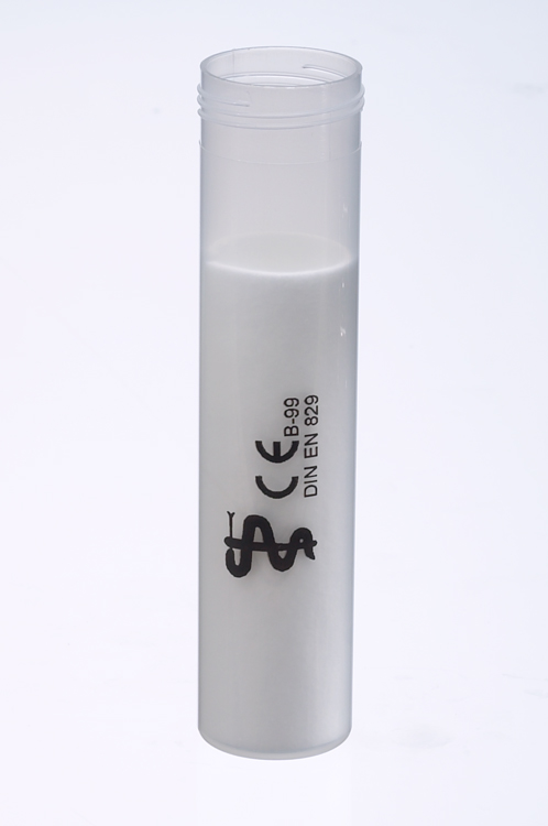 Transport tube 30 x 126mm, volume 60ml, PP, natural, with insert and Biohazard print, Bottger