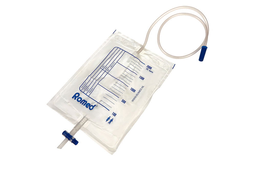 Urinebag 2L, with T-tap, with ventile, hose 90cm, sterile per piece