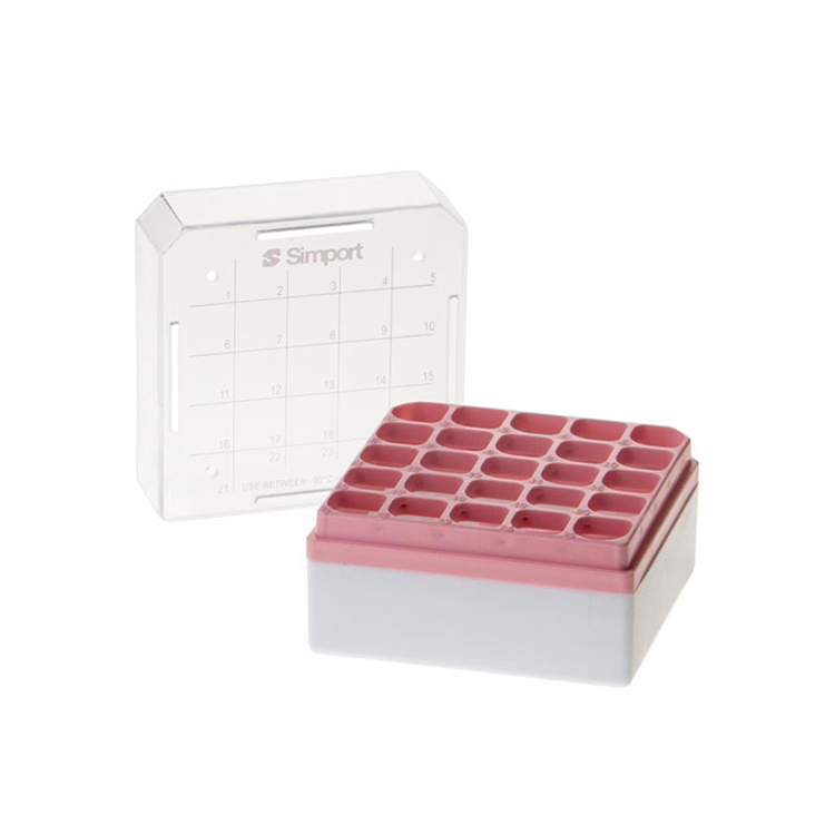 Storage box for 25 tubes 1-2ml pink, Simport