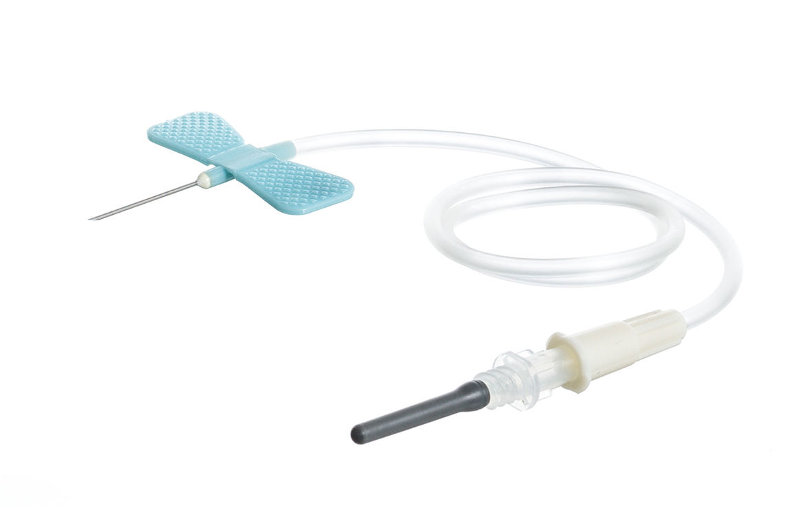 Vacuette aiguille à ailettes 23G x 30cm + adapteur luer, stérile, Greiner